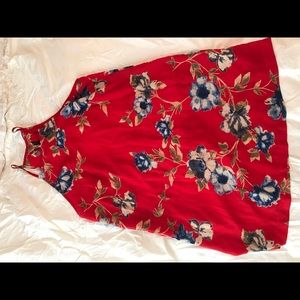 High neck red floral dress